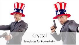  Presentation with american - Cool new PPT theme with national guard - man with american hat backdrop and a white colored foreground