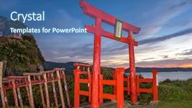  Presentation with japan - PPT layouts consisting of stars sky - motonosumi inari shrine in yamaguchi background and a ocean colored foreground