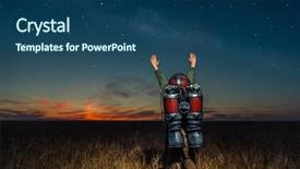  Presentation with night stars - Cool new PPT layouts with stars space - boy with a backpack backdrop and a ocean colored foreground