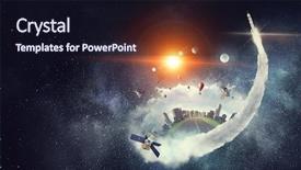  Presentation with space stars - PPT theme featuring stars spacecraft - rocket flying in space mixed background and a wine colored foreground