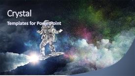  Presentation with spacecraft - Slides consisting of stars spacecraft - spaceman on flying board mixed background and a  colored foreground