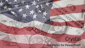  Presentation with banknotes - Presentation theme consisting of stars stripes - american flag coins and banknotes background and a coral colored foreground