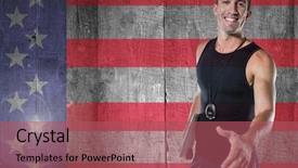  Presentation with stars stripes - Presentation theme featuring stars stripes - sports coach shaking his hand background and a violet colored foreground