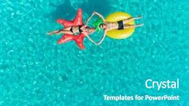  Presentation with holding hands - Amazing slides having stars water - aerial close up view backdrop and a teal colored foreground