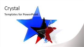  Presentation with red white blue - PPT theme enhanced with stars without stripes an isolated shot of a white a red and a blue star made of glass a lot of white space for text background and a white colored foreground