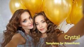  Presentation with birthday party gold black - Audience pleasing slide deck consisting of stars women at the birthday backdrop and a tawny brown colored foreground