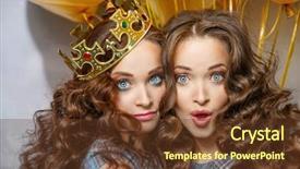  Presentation with birthday party gold black - Amazing PPT layouts having stars women at the birthday backdrop and a tawny brown colored foreground