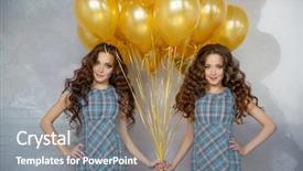  Presentation with birthday party gold black - Presentation theme having stars women at the birthday background and a gray colored foreground