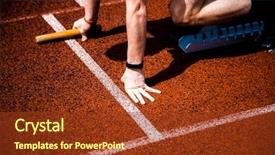  Presentation with runner - Cool new presentation theme with start - hands of runner on starting backdrop and a tawny brown colored foreground