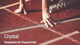  Presentation with starting line red running track - Audience pleasing PPT layouts consisting of start - hands on starting line backdrop and a red colored foreground