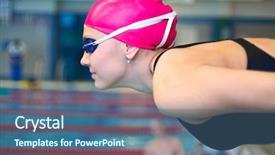  Presentation with swimming pool - Presentation design consisting of swim sport - young woman leaning background and a  colored foreground