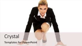  Presentation with business competition - Audience pleasing slide deck consisting of start business - businesswoman getting ready for competition backdrop and a lemonade colored foreground