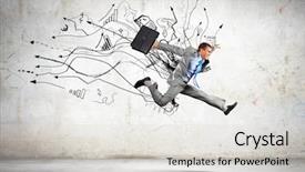  Presentation with high jump up - Slide deck having start business - image of businessman in jump background and a light gray colored foreground