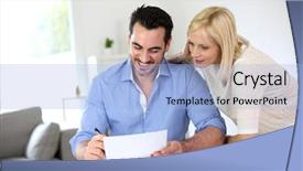  Presentation with aged - Slide deck consisting of start business - middle-aged couple working from home background and a light blue colored foreground