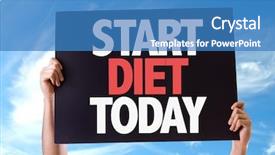  Presentation with today - Colorful slide set enhanced with start diet today card with sky background backdrop and a teal colored foreground