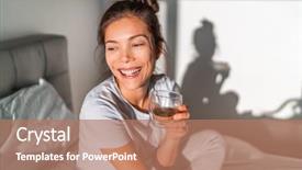  Presentation with luxury lifestyle - PPT layouts consisting of start early - happy morning asian woman drinking background and a coral colored foreground