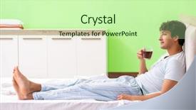  Presentation with coffee recipe - Audience pleasing PPT theme consisting of start early - young handsome man drinking coffee backdrop and a soft green colored foreground