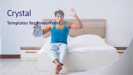  Presentation with special education young adult man - Presentation theme enhanced with start early - young man waking up background and a  colored foreground