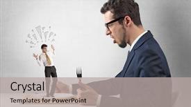  Presentation with eat - Amazing slides having start fresh - huge businessman starting to eat backdrop and a  colored foreground