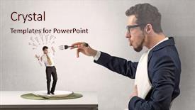  Presentation with eat - Slide deck enhanced with start fresh - huge businessman starting to eat background and a  colored foreground