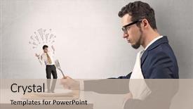  Presentation with eat - Presentation theme featuring start fresh - huge businessman starting to eat background and a soft green colored foreground