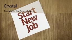  Presentation with job - Slides featuring start new job on paper background and a coral colored foreground
