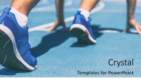  Presentation with banner blue - PPT layouts consisting of start of race on running background and a light blue colored foreground