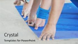  Presentation with group - PPT theme featuring start position ready to run background and a light gray colored foreground