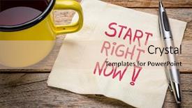  Presentation with motivational - Cool new PPT theme with start right now - motivational note backdrop and a lemonade colored foreground