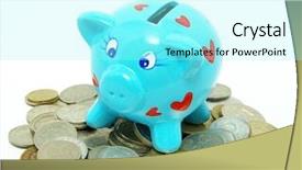 Presentation with piggy bank - Cool new theme with start saving early - piggy bank with golden coins backdrop and a arctic colored foreground