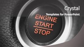  Presentation with car engine - PPT theme with ignition - start stop car engine red background and a dark gray colored foreground