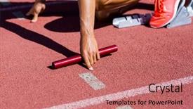  Presentation with race track - Colorful slides enhanced with start the relay race backdrop and a coral colored foreground