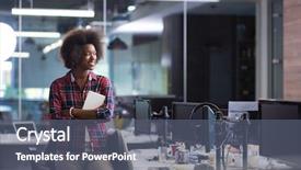  Presentation with black people workplace - Colorful theme enhanced with start up - young black woman at her backdrop and a gray colored foreground