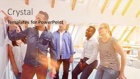  Presentation with team planning - Colorful presentation theme enhanced with start-up-business-team-working backdrop and a lemonade colored foreground