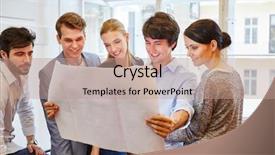  Presentation with project - Audience pleasing PPT theme consisting of start up company - business team and architechts discussing backdrop and a coral colored foreground