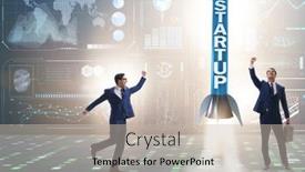  Presentation with rocket - PPT theme having start-up-concept-with-rocket background and a soft green colored foreground