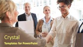  Presentation with shaking hands - PPT theme featuring start-up-founder-and-business background and a coral colored foreground