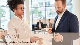  Presentation with business plan - Slide set having start-up-founder-presents-business background and a lemonade colored foreground