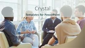  Presentation with managers - PPT theme having start-up meeting of financial managers background and a sky blue colored foreground