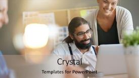  Presentation with working together - Colorful slide deck enhanced with start-up people working together backdrop and a  colored foreground