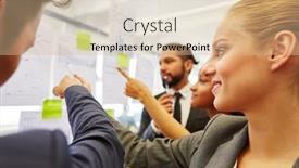  Presentation with team planning - PPT theme with start-up-team-analyzing-data background and a lemonade colored foreground