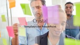  Presentation with ideas - Audience pleasing slide deck consisting of start-up-team-analyzing-ideas backdrop and a soft green colored foreground