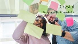  Presentation with team - PPT layouts featuring start-up-team-colleagues-evaluating background and a mint green colored foreground