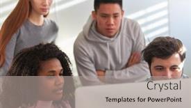  Presentation with advanced - Colorful PPT layouts enhanced with start-up-team-or-students backdrop and a light gray colored foreground