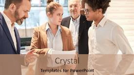  Presentation with team planning - Theme having start-up-team-people background and a coral colored foreground