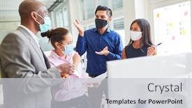  Presentation with face mask - Slide deck enhanced with start-up-team background and a light gray colored foreground