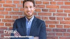  Presentation with brick wall texture - Cool new slides with start up tech - businessman portrait confident young business backdrop and a ocean colored foreground