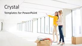  Presentation with worried young female college student - Colorful PPT layouts enhanced with start up tech - young businesswoman discussing with female backdrop and a  colored foreground