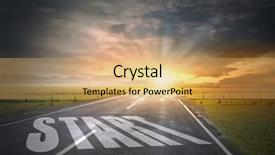  Presentation with asphalt road - Cool new presentation design with start word on asphalt road backdrop and a yellow colored foreground