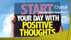  Presentation with positive thoughts - Amazing presentation design having start your day with positive backdrop and a teal colored foreground